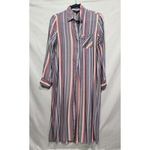 Express Lightweight‎ Striped Button Down Shirt Dress/Maxi CoverUp Viscose SMALL